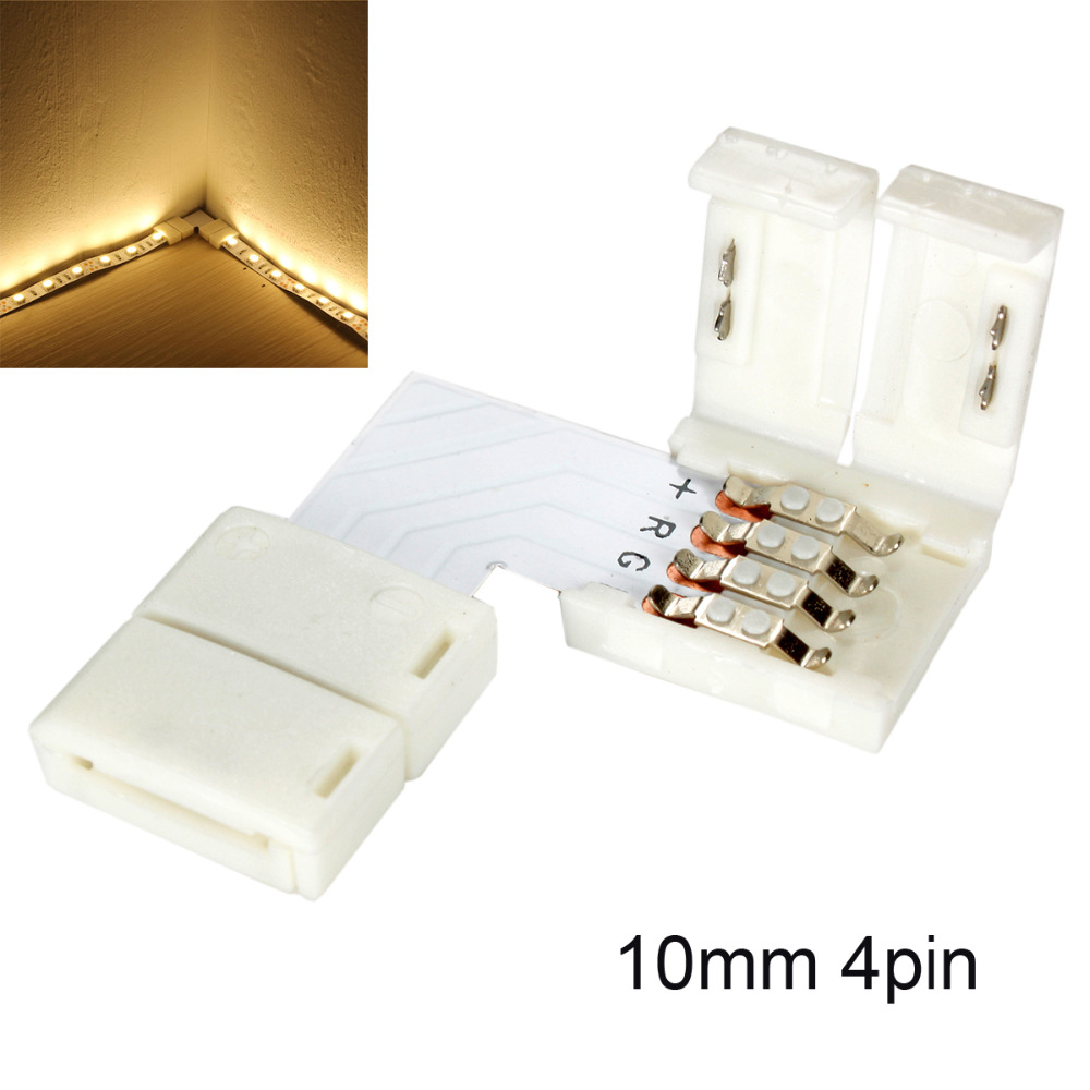 8mm 10mm 3pin L Shape LED Connector For connecting corner right angle RGB 3528 2811 2812 5050 LED Strip