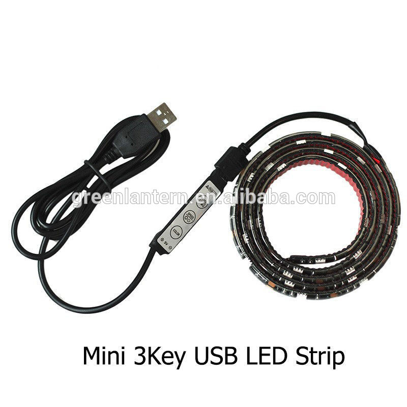 High Brightness 1M 2M 3M 4M 5M 5050 DC5V IP65 Flexible RGB TV Backlight kit USB led Strip Light with 24 Key IR Remote Controller
