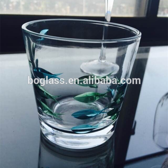 New Products Clear Colorful Fish Design China Supplier Drinking Water Glass