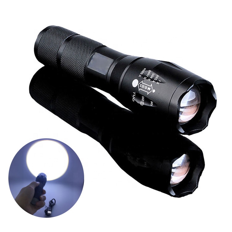 Zoomable LED Flashlight Rechargeable Work Light Tactical Hand Torch Lamp