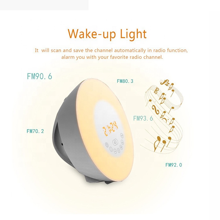 Despertador wake up light alarm clock night light FM radio speaker bedside lamp Christmas Bluetooth speaker