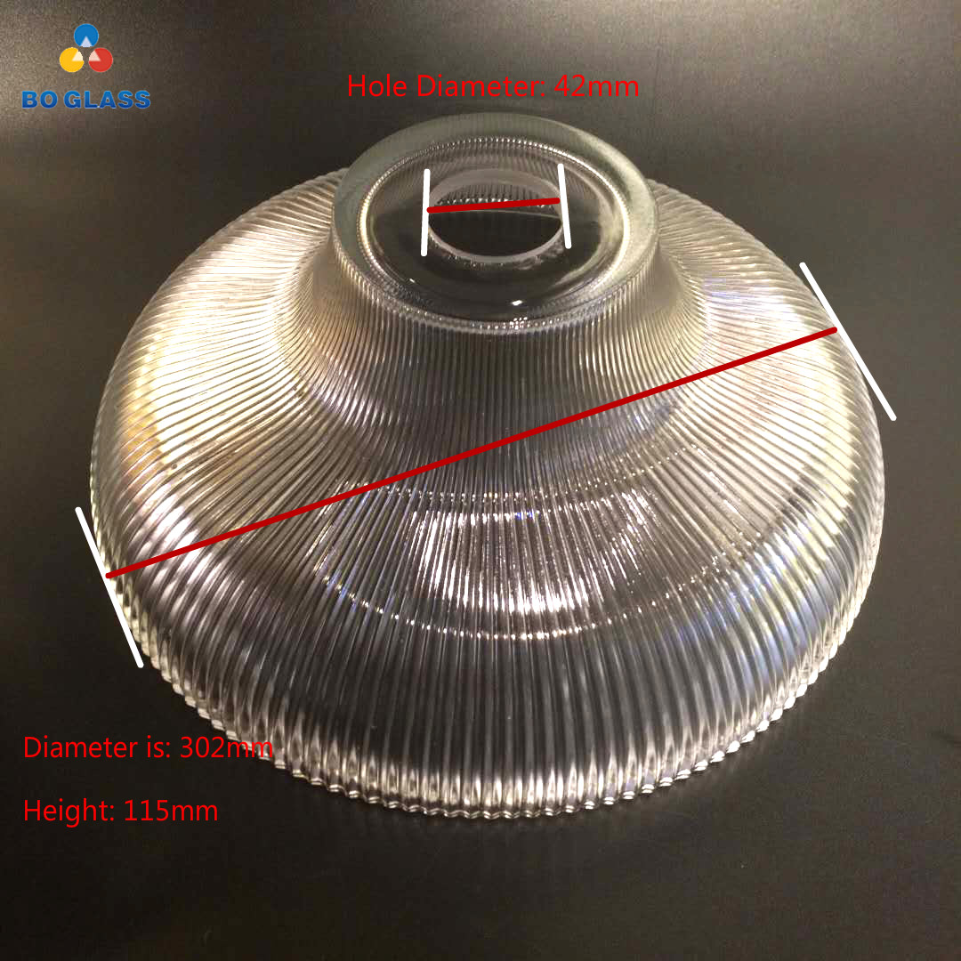 Mould Free Pressed Light Lamp Cover Ribbed Glass