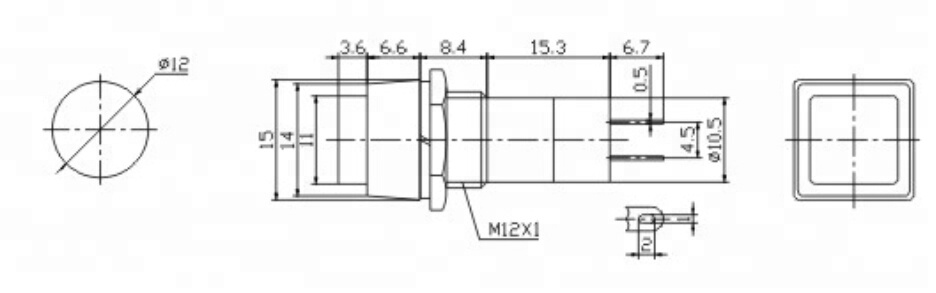 PBS-12A AC 250V 3A ON-OFF latching Square Push Button Switch