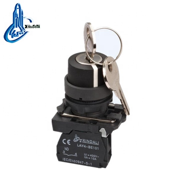 Yueqing Hot selling electrical CE TUV Certificated 3 position key stay put key  push button switch LAY4-EG21