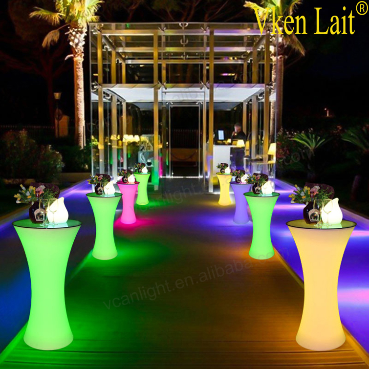 RGB color changeable battery rechargeable outdoor or indoor plastic led bistro table