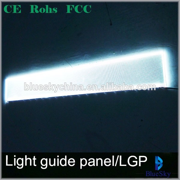 Transparent acrylic PMMA dotted LED light guide panel for glass display shelf