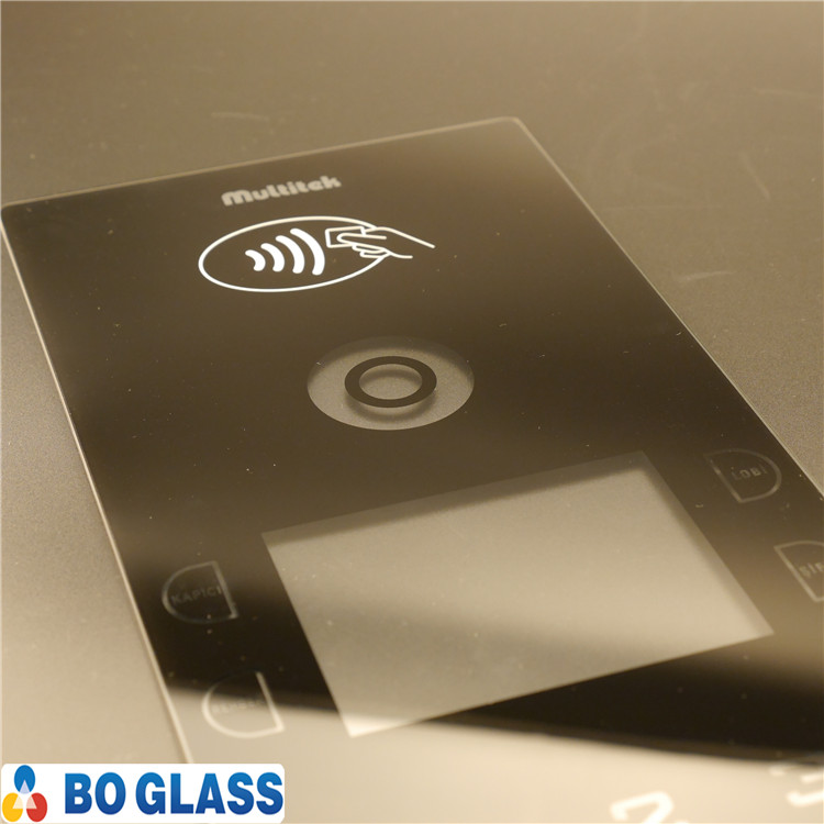 tempered glass lighting cover with black printing on backside