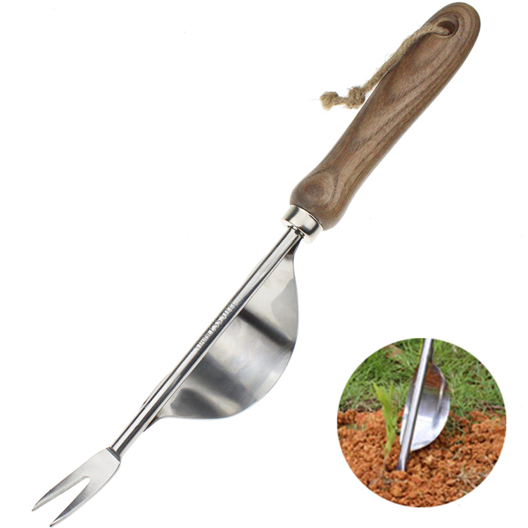 Manual Weeder Fork Metal Garden Wood Handle Digging Puller Weeding Tool Transplanting Digging Tools