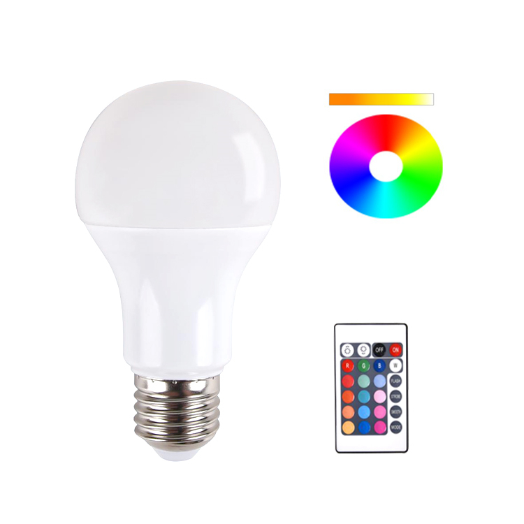 Infrared Ray Remote Control A60 E27 Dimmable LED Bulbs, RGB Color Changeable Dimmable Remote LED Bulb 9W