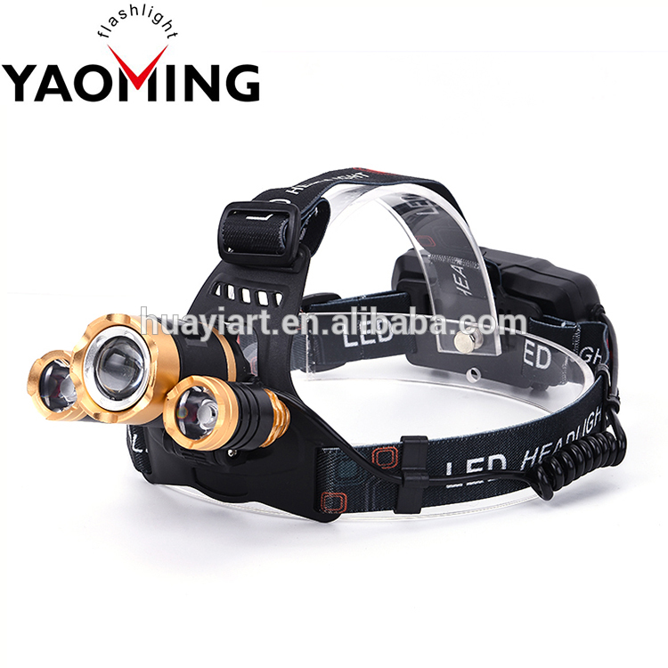 High quality Headlight 3 LED Lights rechargeable headlamp flashlight