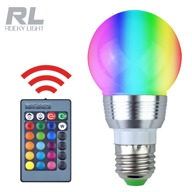 LED RGB Bulb lamp E27 AC85-265V 5W LED dimmable RGB Spot light with IR Remote Control 16 colors