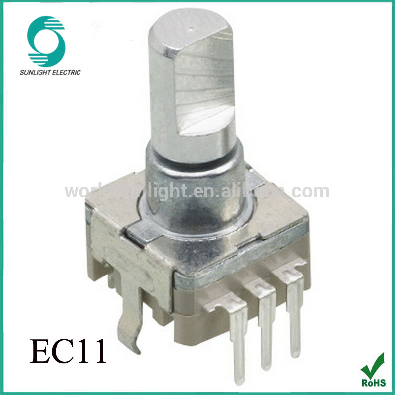 ROHS EC11 11mm long life incremental metal shaft manual rotary encoder for volume control