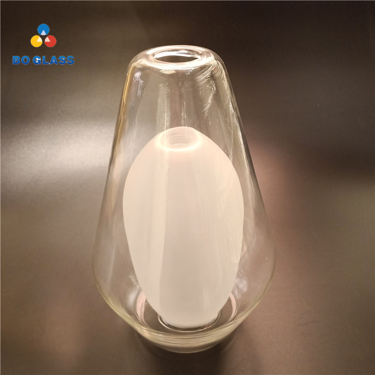 Hand made blown decorative borosilicate glass double wall frosted glass lamp shade