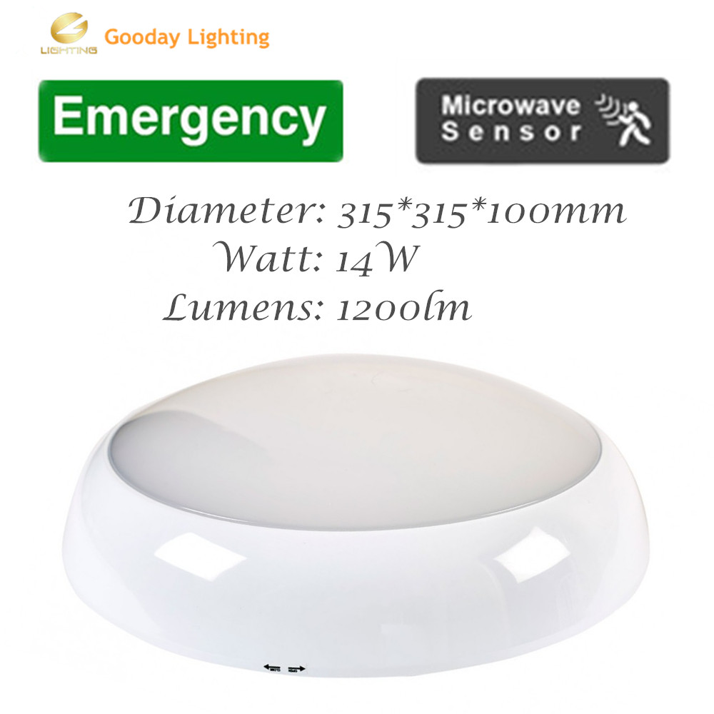 Indoor 15w IP65  round bulkhead led ceiling light with microwave & motion sensor round LED bulkhead