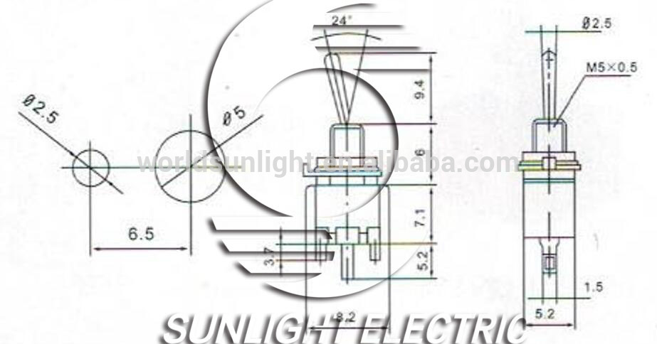 SMTS-102-A2 1A 250VAC on-on 3 pin sub-miniature Toggle Switch