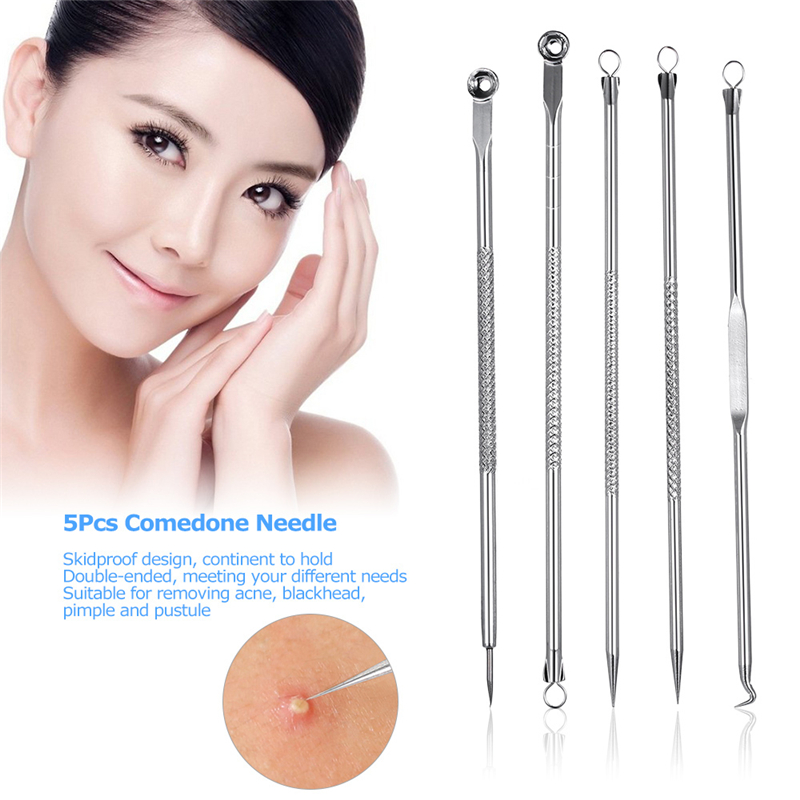 Latest 5Pcs /set kit Blackhead Remover Blemish tools Acne pimple pore cleaner Face Care for Facial Black Dots head