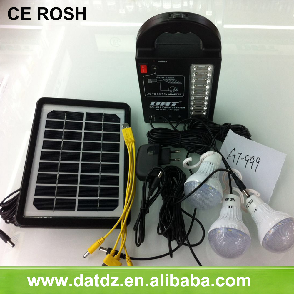 Portable mini solar power system kits with bulbs AT-999 wholesale led emergency light