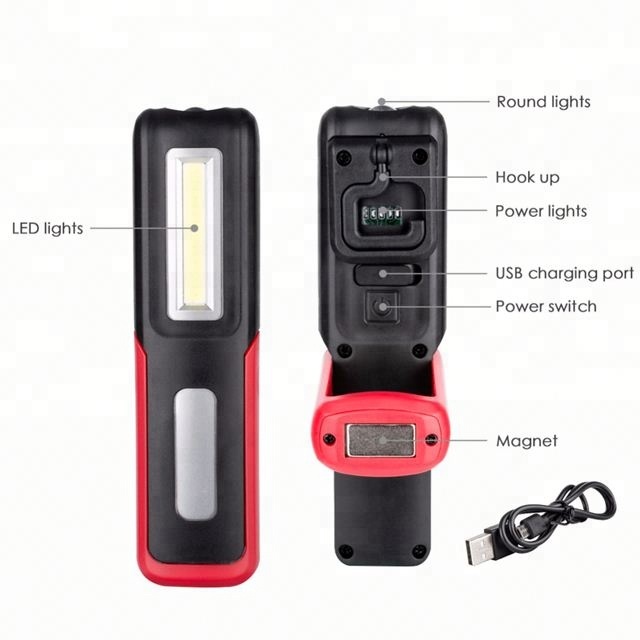 Emergency COB LED Flashlight with Magnetic Base and hook