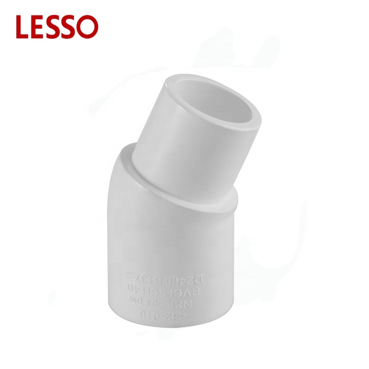 LESSO ASTM standard PVC SCH 40 Schedule 40 fittings 22.5 degree elbow