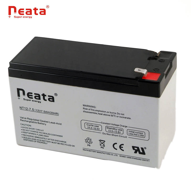 Long life rechargeable 12V7.5ah sealed lead acid  battery in solar storage battery