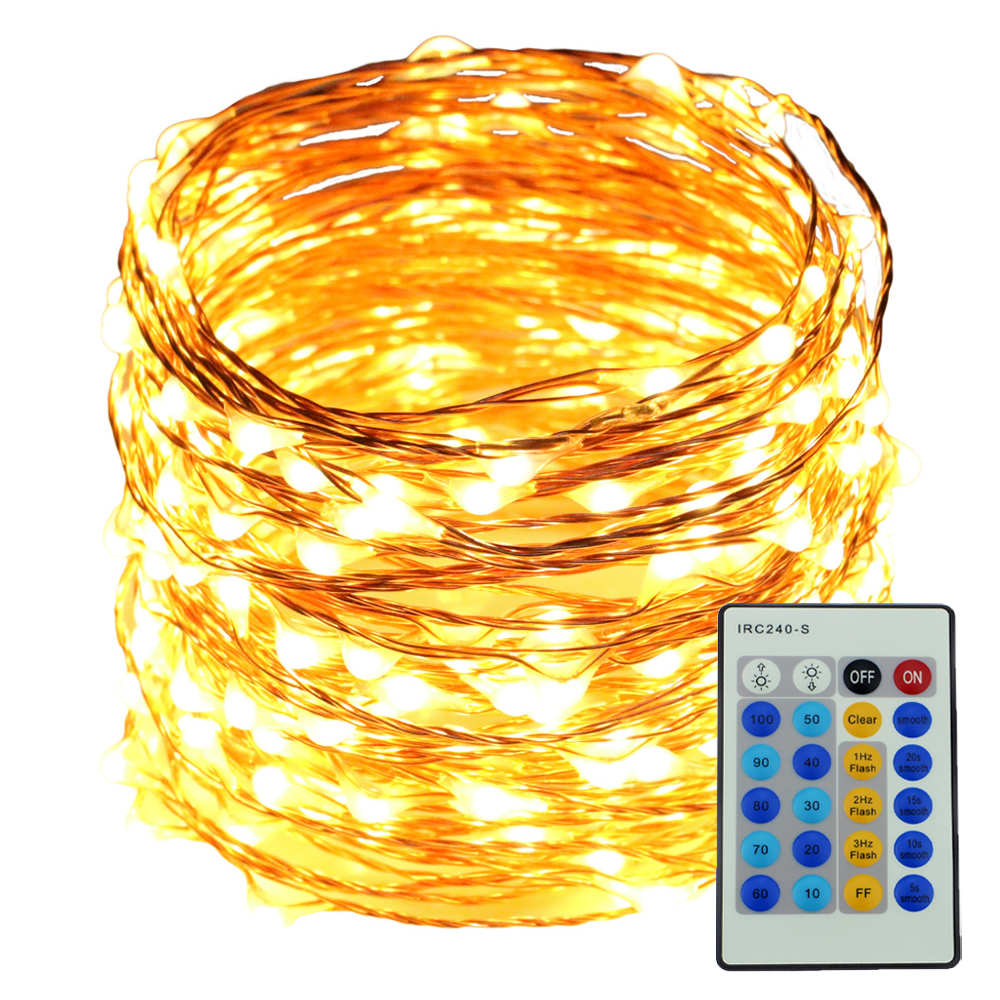 Christmas 10M 33FT 100 Led Fairy Remote Control Xmas led copper wire string lights