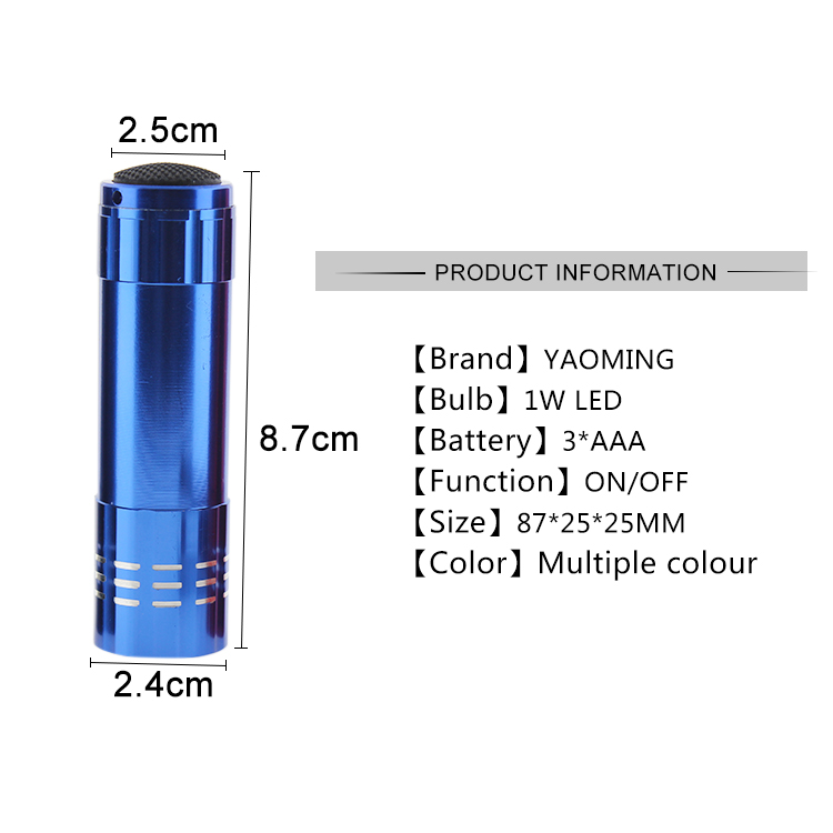 Mini super bright aluminum 3 AAA battery 1W COB led flashlight