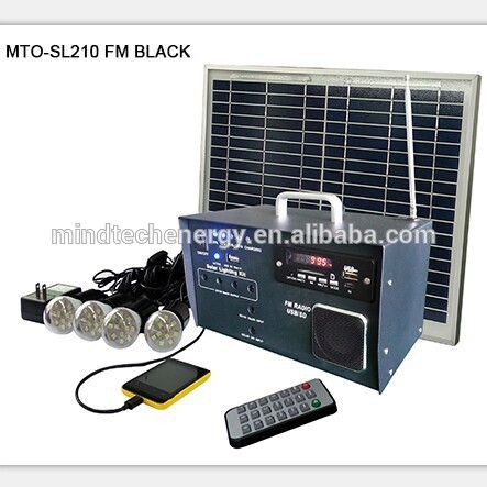 10W portable solar light system for rural  with 4pcs lamp and mobile charger