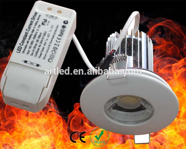 10W IP65 led dimmable fire rated downlights 90minutes fire rated downlighting