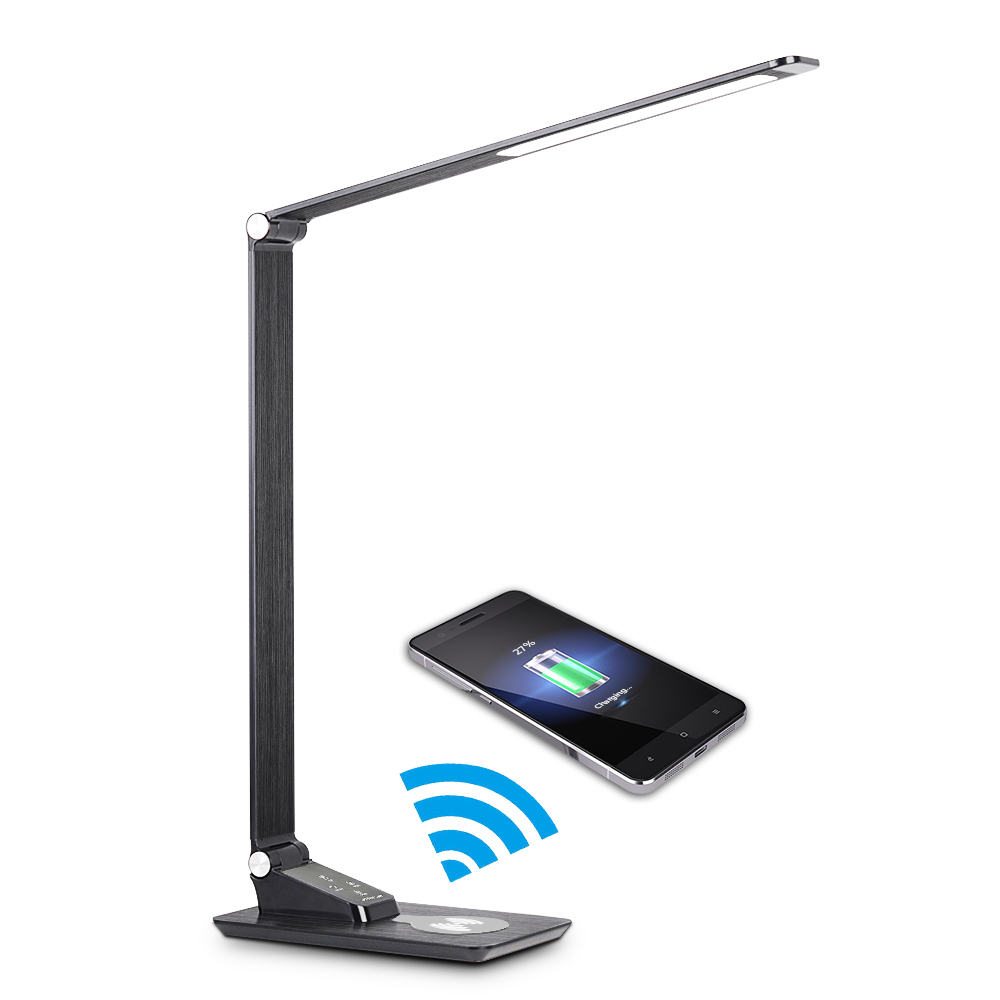 High brightness flexible arm working nail table led lamp with phone wireless usb charger