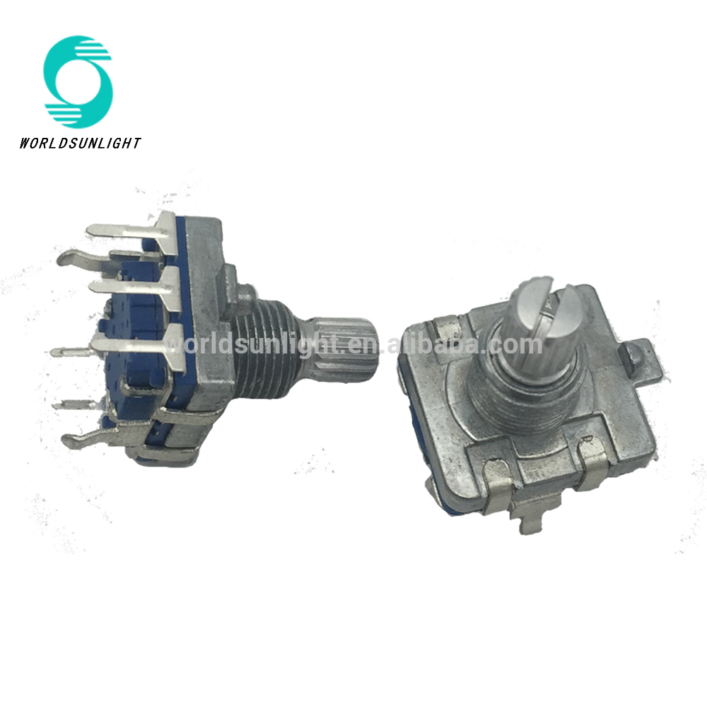 EC16 series rotary switch encoder, 24 pulses, with 15mm metal shaft, 7mm thread, 5mm head.