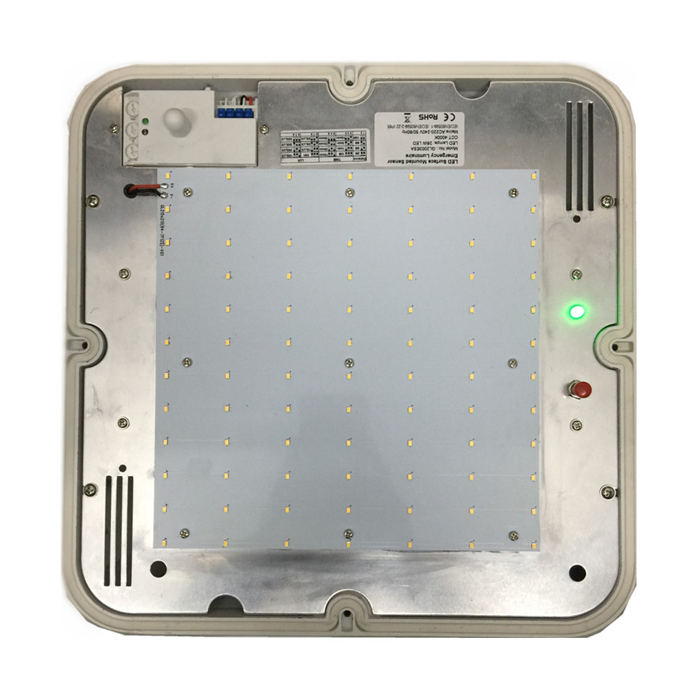 3 Hour Emergency IP65 Weatherproof LED Square Canopy Light