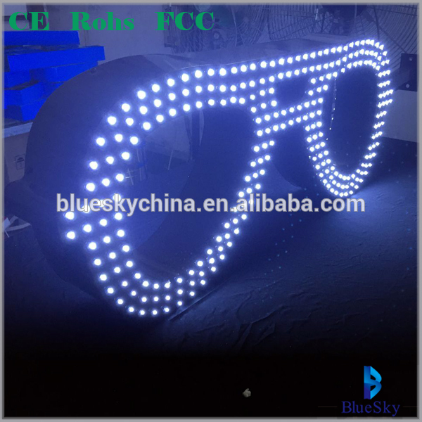 Glass shop advertising logo punching changeable led letter sign