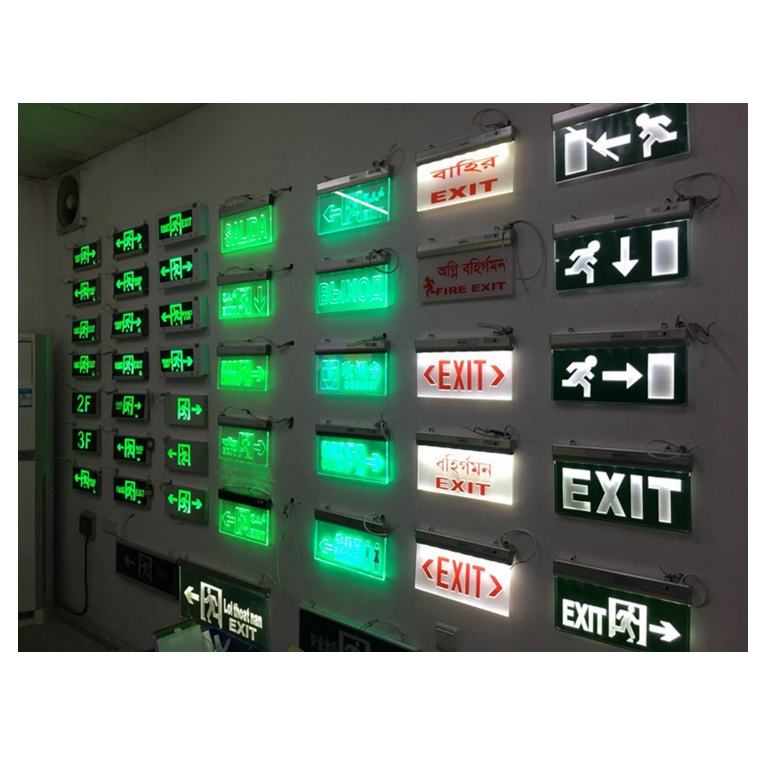 Acrylic Red/Green color hotel LED exit sign double sides hotel led exit sign projector light for fire safety escape