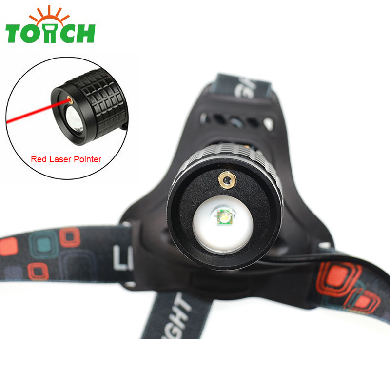 4 mode rechargeable led headlamp super bright white and red laser led headlight for outdoor hunting