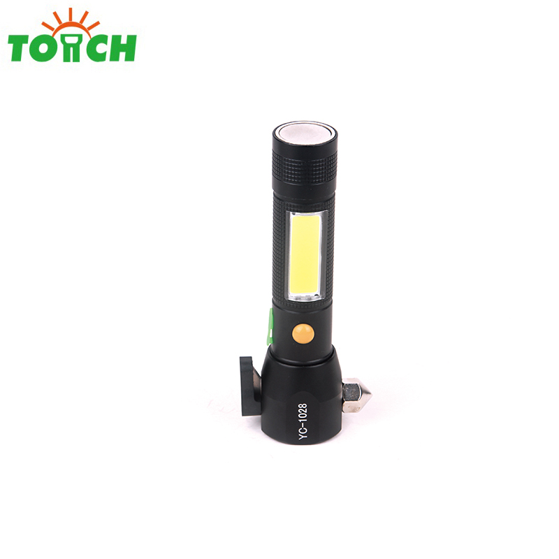 based with magnet led flashlight rechargeable hand led linterna red light with hammer