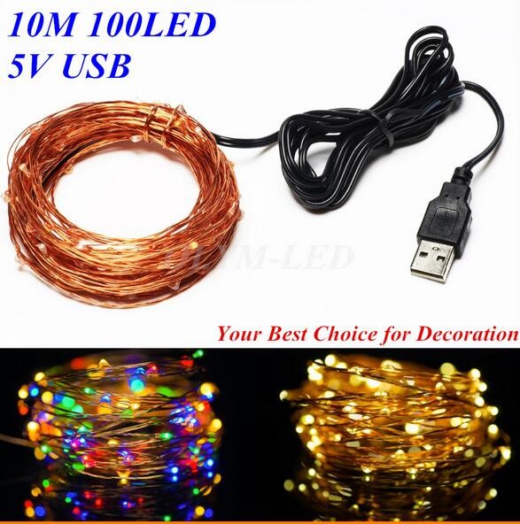 USB 10M 100 led outdoor festival party decoration light for wedding