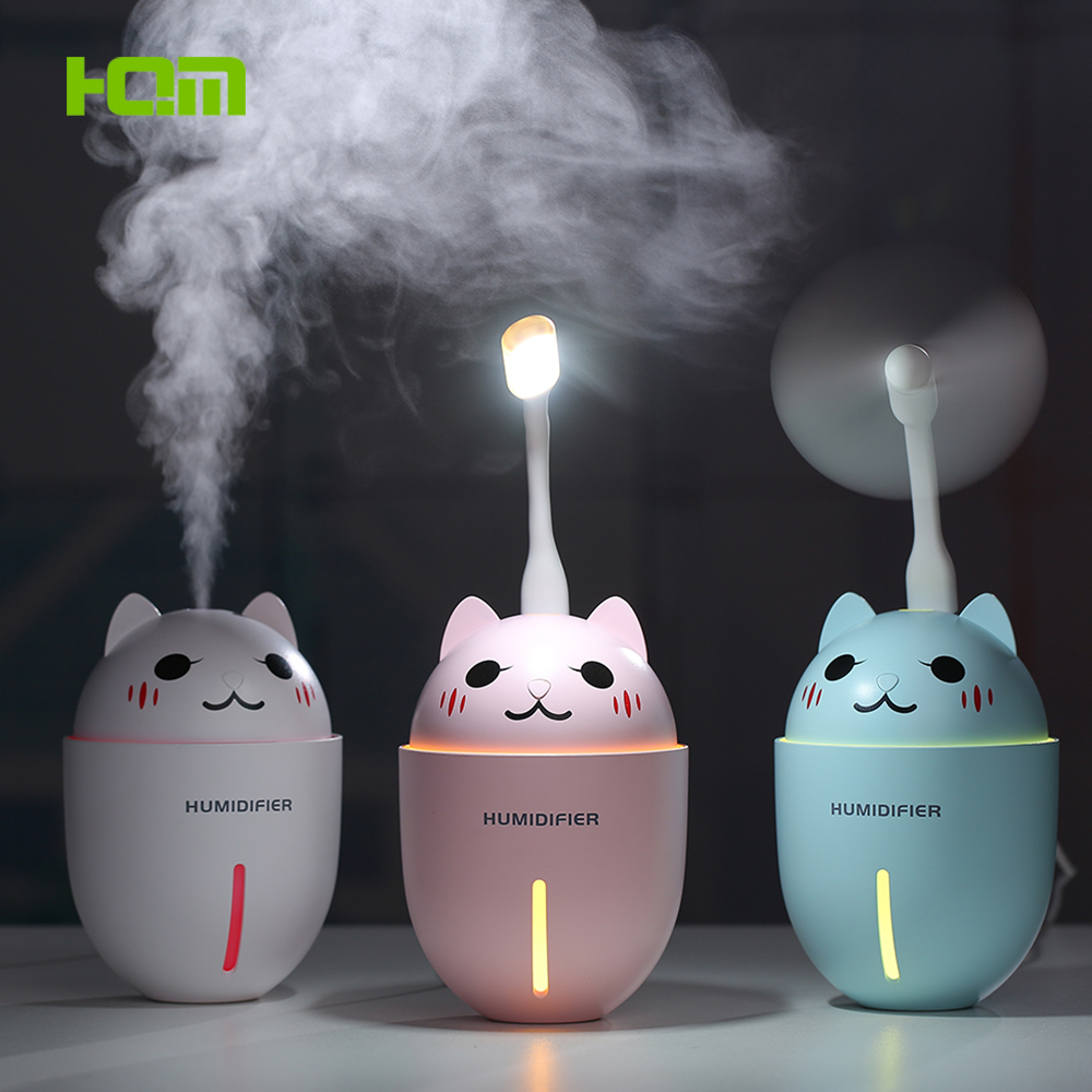 Cute Animal Design USB Air Lighting Mini Fan Humidifier For Gifts