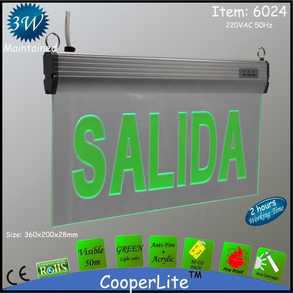 CooperLite ceiling mounted emergency exit light Salida 3W 220~240VAC