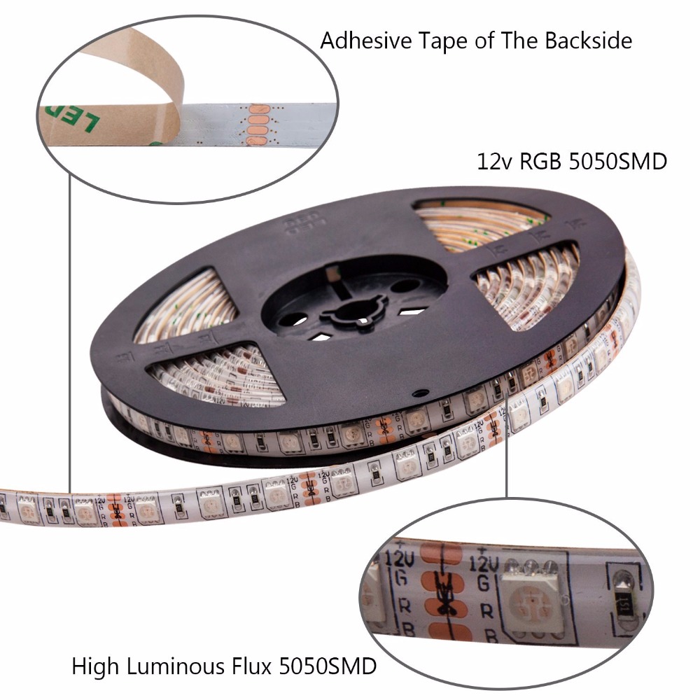 LED Strip Lights SMD 5050 non-Waterproof 5M 300leds RGB Flexible LED Rope Lights with 44Key Remote