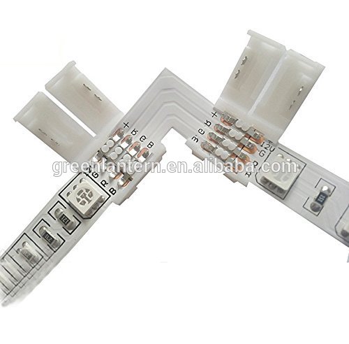 L shape 4 Pins Connector 10mm Quick Splitter Right Angle Corner Connector 12V 72W Clip for 5050/3528 SMD led strips