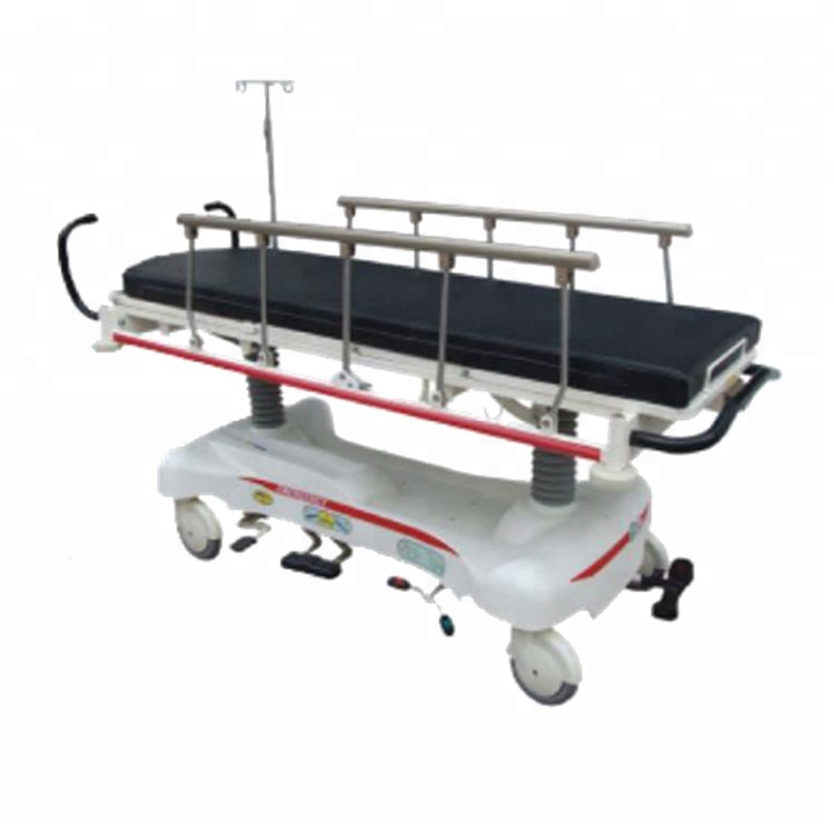Hydraulic ambulance patient stretcher transfer trolley in hospital