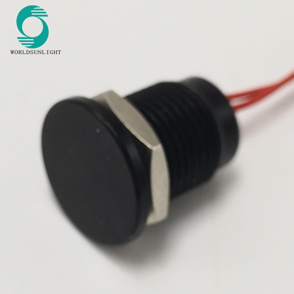 WS122F1NOM IP68 waterproof 12mm flat head momentary black Aluminum oxidation piezo switch