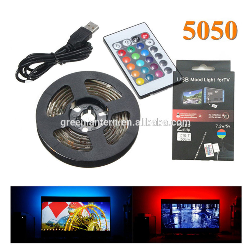 DC 5V USB Power RGB LED Strip light lamp Tape SMD 5050 Ribbon For TV Background