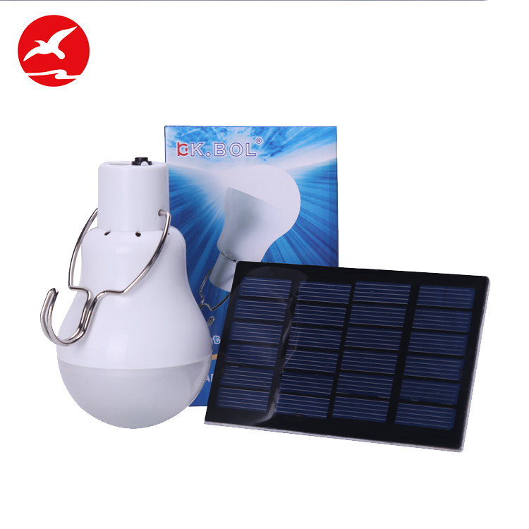 Rechargeable solar emergency led bulb light system with built-in battery