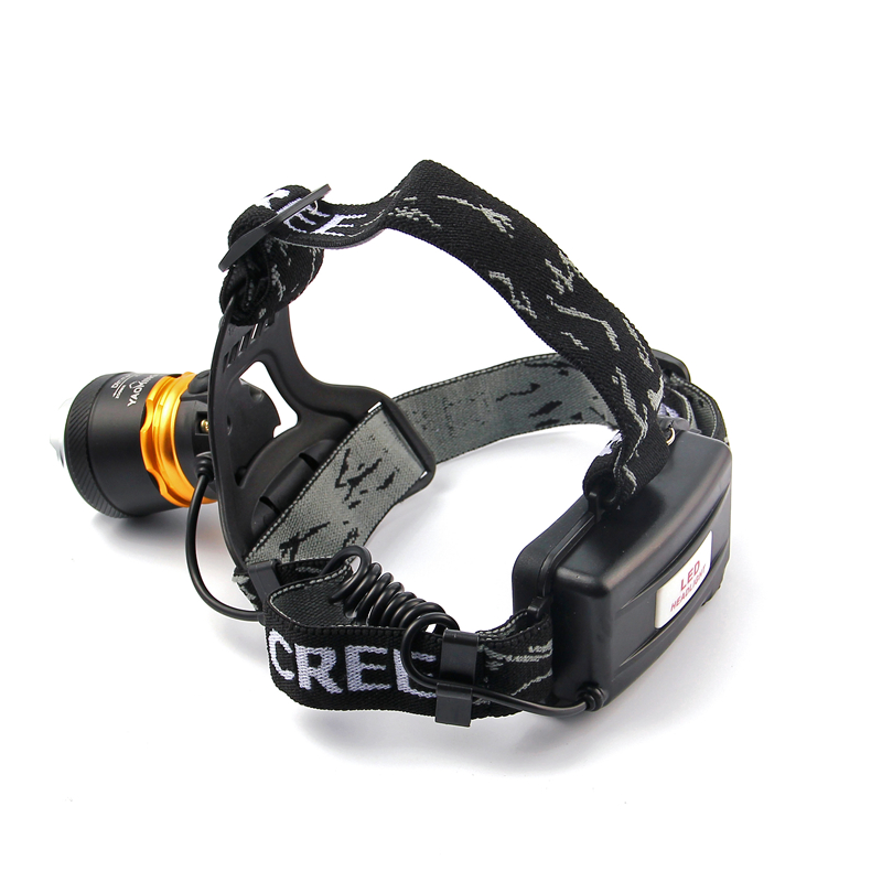 Black Gold LED Headlamp XML-T6 1000 Lumens Focus Waterproof Rechargeable Headlight Flashlight for camping, working and biking