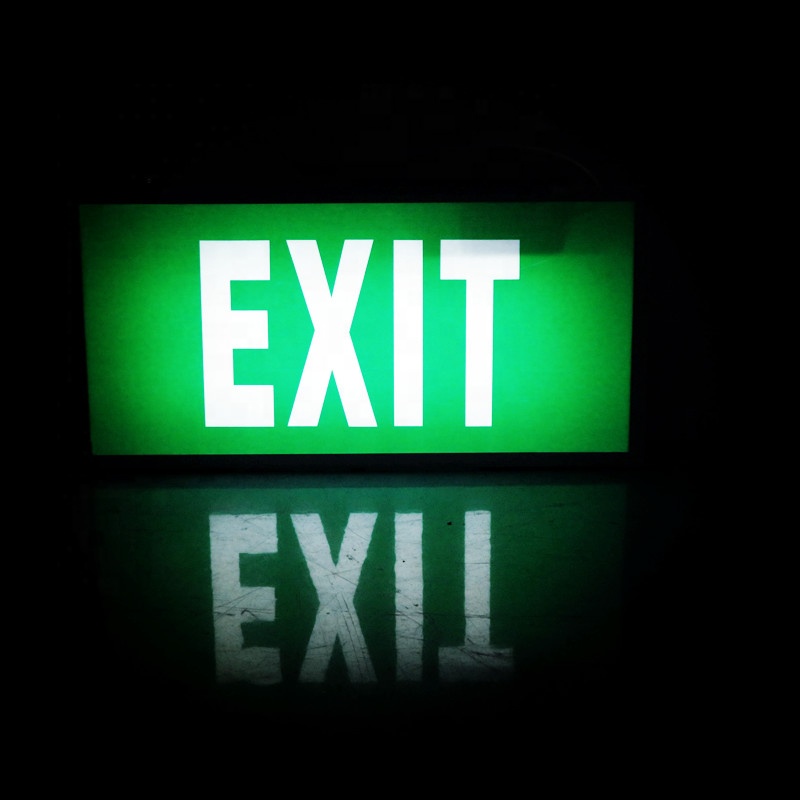 Bilingual text design customized single exit sign PC shell emergency exit light box