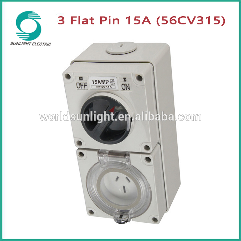 IP66 56CV series single phase 10A 15A 20A 3 pin switch socket