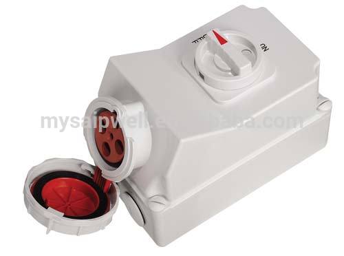 SAIPWELL CEE/IEC Socket with switches and Mechanical Interlock ip67 industrial socket 400-450V 32A 4p