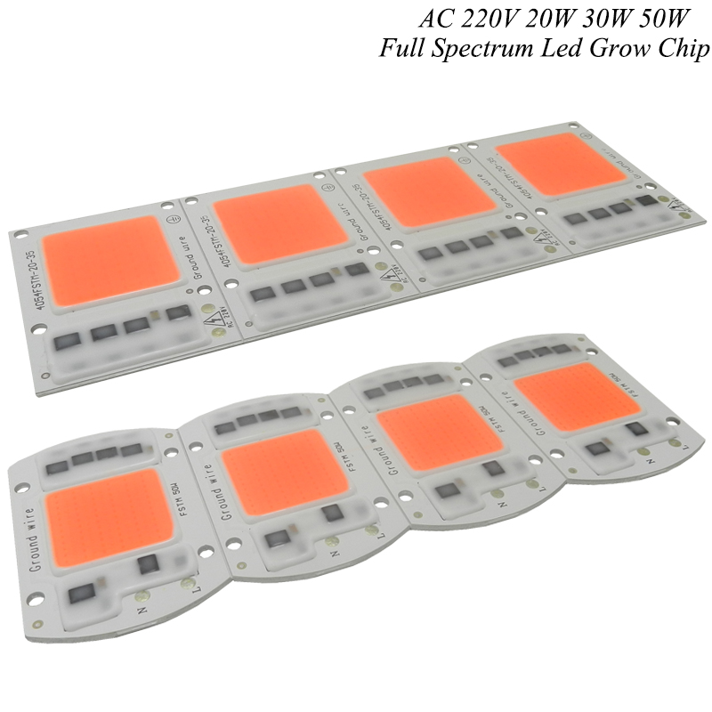 Hydroponice AC 220V 20w 30w 50w led grow chip full spectrum 380nm-840nm for indoor led grow light