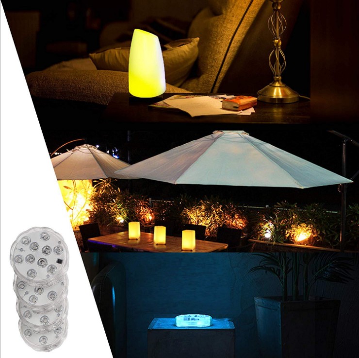 3AAA Battery Operated Underwater Tealight 2.8 Inch RGB Multi-colors Waterproof Round LED Submersible Light Base with Remote